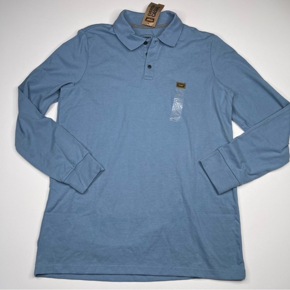 Foundry Shirt Long Sleeve Polo Blue Soft Golf Oeko Tex Preppy Office Comfy New - Picture 1 of 9